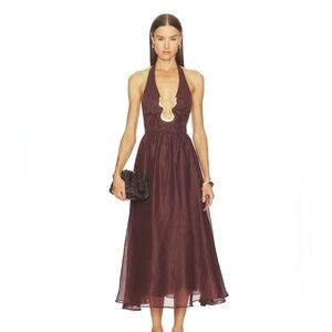 Bardot Cavarly Ramie Halter Dress In Chocolate